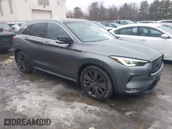 2020 Infiniti QX50 Essential with VIN 3PCAJ5M36LF109877, listed as a IAAI auction lot 41552926 with 62,486 mi miles and . Bid and sale history available at DreamBid. Image 1.