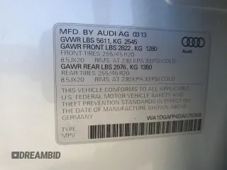 2013 Audi Q5 Premium Plus z VIN WA1DGAFP4DA076368, wystawiony jako Copart lot #57803705 z przebiegiem 148 880 mil mil oraz Szkoda całkowita • Salvage title. Historia ofert i sprzedaży dostępna na DreamBid. Obrazek 13.