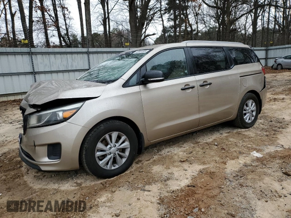 2015 Kia Sedona LX with VIN KNDMB5C16F6020174, listed as a Copart auction lot 45802495 with 103,570 mi miles and Salvage Title. Bid and sale history available at DreamBid. Image 1.