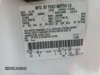 2008 Ford F-350 with VIN 1FTSF31R88EB13196, listed as a Copart auction lot 63586275 with 192,311 mi miles and Clean title. Bid and sale history available at DreamBid. Image 12.