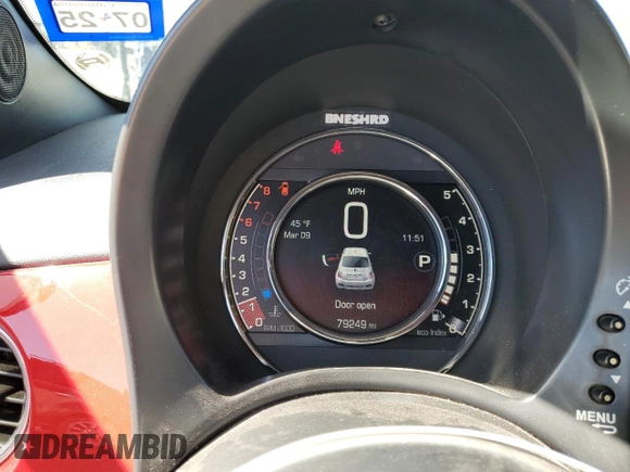 2015 FIAT 500 Turbo with VIN 3C3CFFHH6FT690068, listed as a Copart auction lot 42636185 with 79,249 mi miles and Salvage Title. Bid and sale history available at carsss.com. Image 9.