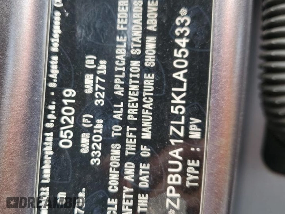 2019 Lamborghini Urus z VIN ZPBUA1ZL5KLA05433, wystawiony jako Copart lot #69777194 z przebiegiem Nie podano mil oraz Tytuł czysty. Historia ofert i sprzedaży dostępna na DreamBid. Obrazek 12.