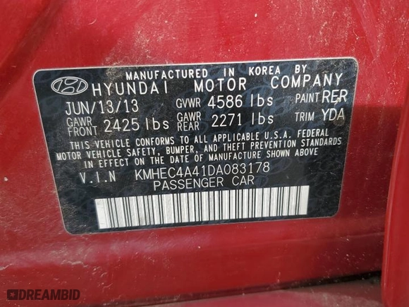 2013 Hyundai Sonata Hybrid with VIN KMHEC4A41DA083178, listed as a Copart auction lot 44959705 with 128,442 mi miles and Clean Title. Bid and sale history available at carsss.com. Image 12.