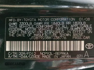 2008 Toyota Yaris with VIN JTDBT923881238776, listed as a Copart auction lot 50451115 with 204,715 mi miles and Clean Title. Bid and sale history available at DreamBid. Image 12.