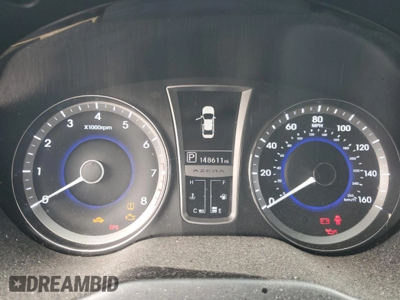 2013 Hyundai Azera с VIN KMHFG4JG8DA228669, выставлен на аукционе Copart как лот 62734185 с пробегом 148 611 миль миль и Чистый • Clean title. История ставок и продаж доступна на DreamBid. Изображение 9.