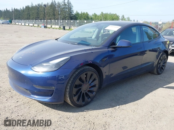 2023 Tesla Model 3 Performance with VIN 5YJ3E1EC2PF679613, listed as a IAAI auction lot 42099199 with 21,721 mi miles. Bid and sale history available at carsss.com. Image 20.