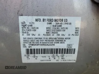 2022 Ford Explorer Limited with VIN 1FMSK8FHXNGA22256, listed as a Copart auction lot 55869995 with 102,919 mi miles and Salvage title. Bid and sale history available at DreamBid. Image 13.