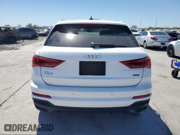 2020 Audi Q3 S line Premium with VIN WA1DECF36L1016976, listed as a Copart auction lot 49658255 with 15,404 mi miles and Salvage Title. Bid and sale history available at carsss.com. Image 6.