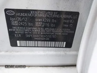2013 Hyundai Sonata GLS z VIN 5NPEB4AC9DH518780, wystawiony jako IAAI lot #42370113 z przebiegiem 155 928 mil mil oraz . Historia ofert i sprzedaży dostępna na DreamBid. Obrazek 9.