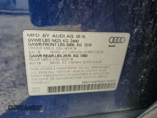 2016 Audi Q5 Premium with VIN WA1C2AFP8GA145805, listed as a Copart auction lot 56346435 with 125,002 mi miles and Salvage title. Bid and sale history available at DreamBid. Image 13.
