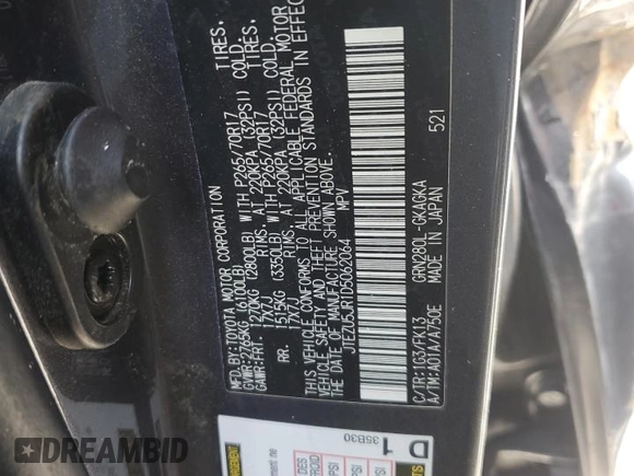 2013 Toyota 4Runner SR5 z VIN JTEZU5JR1D5062064, wystawiony jako Copart lot #57326195 z przebiegiem 176 073 mil mil oraz Szkoda całkowita • Salvage title. Historia ofert i sprzedaży dostępna na DreamBid. Obrazek 13.
