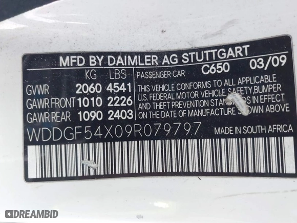 2009 Mercedes-Benz C-Class 3.0L Sport with VIN WDDGF54X09R079797, listed as a IAAI auction lot 41753647 with 244,473 mi miles. Bid and sale history available at carsss.com. Image 9.