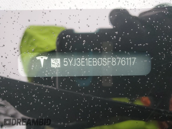 2025 Tesla Model 3 Long Range with VIN 5YJ3E1EB0SF876117, listed as a Copart auction lot 59322455 with 9,022 mi miles and Salvage title. Bid and sale history available at DreamBid. Image 13.