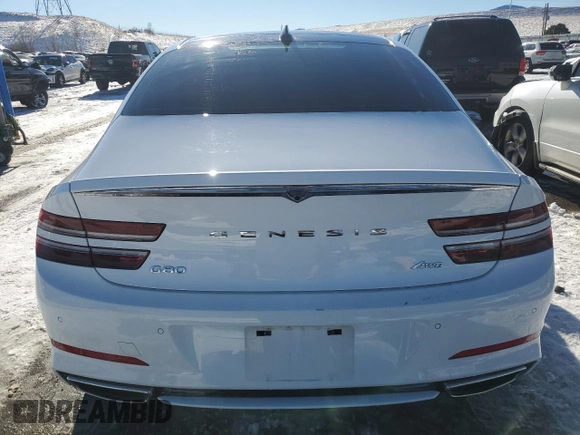 2021 Genesis G80 2.5T with VIN KMTGB4SC6MU044687, listed as a Copart auction lot 87952985 with 80,141 mi miles and Salvage Title. Bid and sale history available at DreamBid. Image 6.