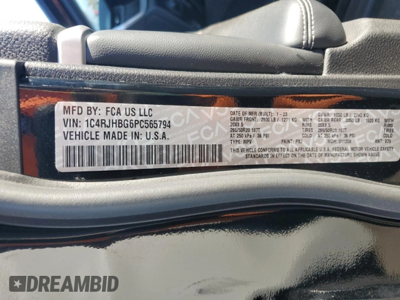 2023 Jeep Grand Cherokee Limited with VIN 1C4RJHBG6PC565794, listed as a Copart auction lot 77047504 with Not provided miles and Salvage title. Bid and sale history available at DreamBid. Image 13.