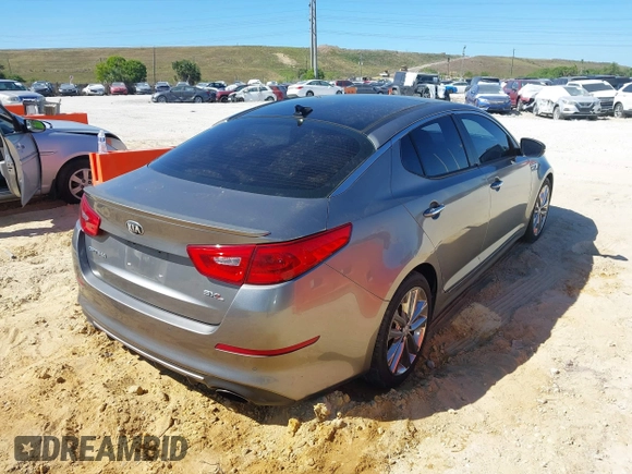 2015 Kia Optima SX Turbo with VIN 5XXGR4A63FG384894, listed as a IAAI auction lot 41843637 with 101,364 mi miles and . Bid and sale history available at DreamBid. Image 4.