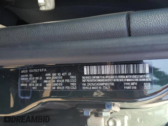 2021 Jeep Renegade Sport with VIN ZACNJCAB8MPM32790, listed as a Copart auction lot 46588925 with 52,146 mi miles and Salvage title. Bid and sale history available at DreamBid. Image 13.