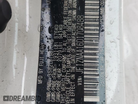 2013 Scion FR-S z VIN JF1ZNAA16D1708488, wystawiony jako Copart lot #56682625 z przebiegiem 117 846 mil mil oraz Szkoda całkowita • Salvage title. Historia ofert i sprzedaży dostępna na DreamBid. Obrazek 12.