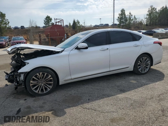 2017 Genesis G80 3.8L z VIN KMHGN4JE5HU192694, wystawiony jako Copart lot #48875045 z przebiegiem 141 416 mil mil oraz Szkody całkowita. Historia ofert i sprzedaży dostępna na DreamBid. Obrazek 1.