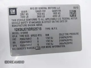 2013 Chevrolet Suburban LT with VIN 1GNSKJE79DR328718, listed as a IAAI auction lot 42005926 with 168,610 mi miles and . Bid and sale history available at DreamBid. Image 9.