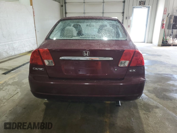 2003 Honda Civic EX with VIN 2HGES26783H587405, listed as a Copart auction lot 54131895 with 180,719 mi miles and Salvage Title. Bid and sale history available at carsss.com. Image 6.
