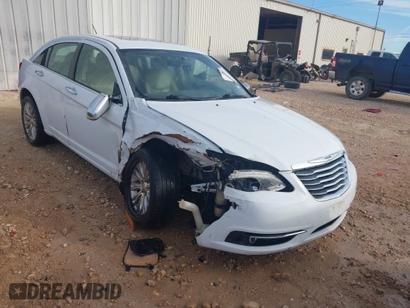 2012 Chrysler 200 Limited with VIN 1C3CCBCGXCN205796, listed as a IAAI auction lot 41482975 with 230,178 mi miles. Bid and sale history available at carsss.com. Image 1.