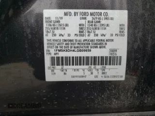 2020 Ford Explorer XLT with VIN 1FMSK8DH4LGB09859, listed as a Copart auction lot 50464775 with 42,541 mi miles and Salvage Title. Bid and sale history available at carsss.com. Image 13.