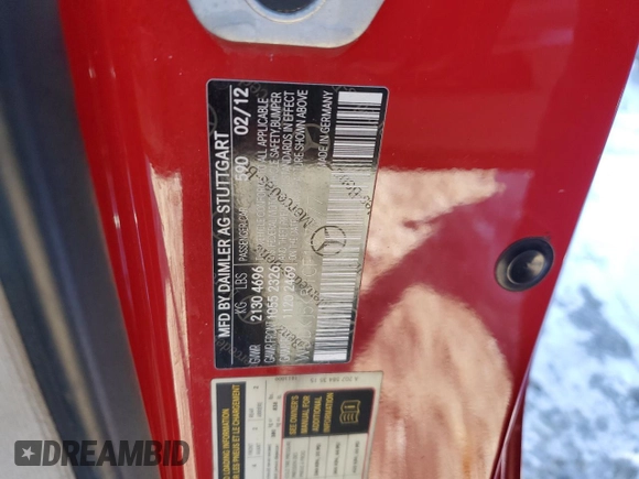 2012 Mercedes-Benz E 350 with VIN WDDKJ5KB1CF167377, listed as a Copart auction lot 87288974 with 104,012 mi miles and Salvage Title. Bid and sale history available at DreamBid. Image 12.