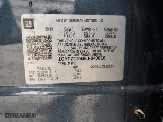 2020 Cadillac XT4 FWD Premium Luxury with VIN 1GYFZCR48LF043018, listed as a Copart auction lot 45097125 with 84,567 mi miles and Salvage Title. Bid and sale history available at carsss.com. Image 15.