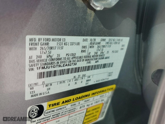 2020 Ford Expedition XL with VIN 1FMJU1GT9LEA92730, listed as a Copart auction lot 77483384 with 0 mi miles and Salvage Title. Bid and sale history available at carsss.com. Image 13.
