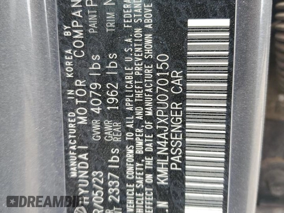 2023 Hyundai Elantra Limited z VIN KMHLN4AJXPU070150, wystawiony jako Copart lot #53938995 z przebiegiem 27 508 mil mil oraz Szkoda całkowita • Salvage title. Historia ofert i sprzedaży dostępna na DreamBid. Obrazek 12.