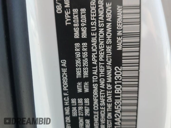 2020 Porsche Macan z VIN WP1AA2A53LLB01302, wystawiony jako Copart lot #50358815 z przebiegiem Nie podano mil oraz Szkoda całkowita • Salvage title. Historia ofert i sprzedaży dostępna na DreamBid. Obrazek 16.