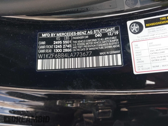 2020 Mercedes-Benz E 53 AMG с VIN W1KZF6BB4LA773677, выставлен на аукционе IAAI как лот 42400102 с пробегом Не указан миль и . История ставок и продаж доступна на DreamBid. Изображение 9.
