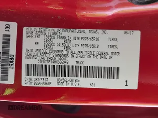 2017 Toyota Tundra SR z VIN 5TFUY5F14HX666949, wystawiony jako IAAI lot #41685402 z przebiegiem 108 628 mil mil oraz . Historia ofert i sprzedaży dostępna na DreamBid. Obrazek 9.