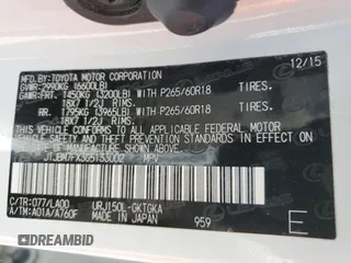 2016 Lexus GX 460 with VIN JTJBM7FX3G5133002, listed as a Copart auction lot 52897155 with 127,111 mi miles and Salvage title. Bid and sale history available at DreamBid. Image 13.