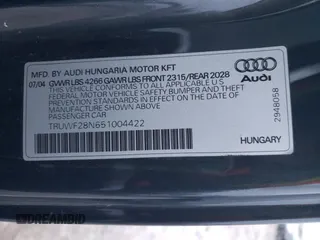 2005 Audi TT with VIN TRUWF28N651004422, listed as a Copart auction lot 83251594 with 144,318 mi miles and Clean Title. Bid and sale history available at carsss.com. Image 12.