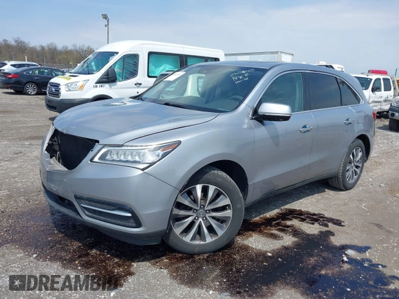 2016 Acura MDX w/Tech with VIN 5FRYD4H47GB039491, listed as a IAAI auction lot 42025711 with 124,491 mi miles. Bid and sale history available at carsss.com. Image 2.