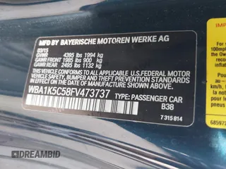 2015 BMW 2 Series 228i with VIN WBA1K5C58FV473737, listed as a IAAI auction lot 42383363 with Not provided miles and . Bid and sale history available at DreamBid. Image 9.