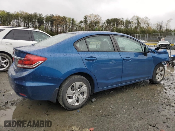 2013 Honda Civic LX with VIN 2HGFB2F55DH518806, listed as a Copart auction lot 51076125 with 109,702 mi miles and Salvage Title. Bid and sale history available at DreamBid. Image 3.