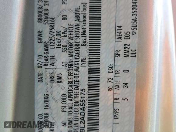 2010 Ford Econoline Passenger XL с VIN 1FBNE3BL2ADA55175, выставлен на аукционе Copart как лот 58540605 с пробегом 111 175 миль миль и Списание • Salvage title. История ставок и продаж доступна на DreamBid. Изображение 13.