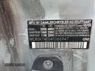 2004 Mercedes-Benz SL 55/63 AMG z VIN WDBSK74F04F066947, wystawiony jako Copart lot #81476904 z przebiegiem Nie podano mil oraz Szkoda całkowita • Salvage title. Historia ofert i sprzedaży dostępna na DreamBid. Obrazek 12.
