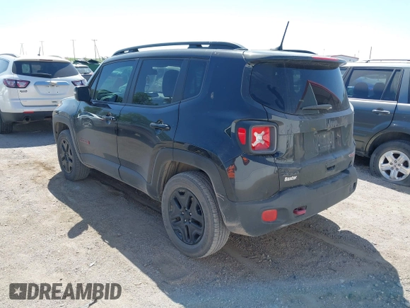 2018 Jeep Renegade Trailhawk with VIN ZACCJBCB0JPG78827, listed as a IAAI auction lot 42240590 with 72,736 mi miles and . Bid and sale history available at DreamBid. Image 3.