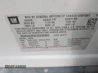 2018 Chevrolet Equinox LT z VIN 2GNAXJEV2J6202865, wystawiony jako IAAI lot #42029667 z przebiegiem 87 792 mil mil oraz . Historia ofert i sprzedaży dostępna na DreamBid. Obrazek 9.