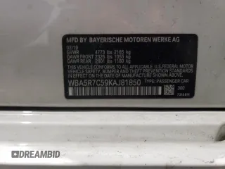 2019 BMW 3 Series 330i xDrive with VIN WBA5R7C59KAJ81850, listed as a Copart auction lot 88526315 with 64,770 mi miles and Salvage title. Bid and sale history available at DreamBid. Image 12.