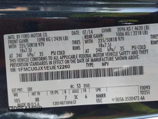 2014 Ford Escape Titanium with VIN 1FMCU0JX1EUE12260, listed as a IAAI auction lot 41826246 with 178,532 mi miles. Bid and sale history available at carsss.com. Image 9.