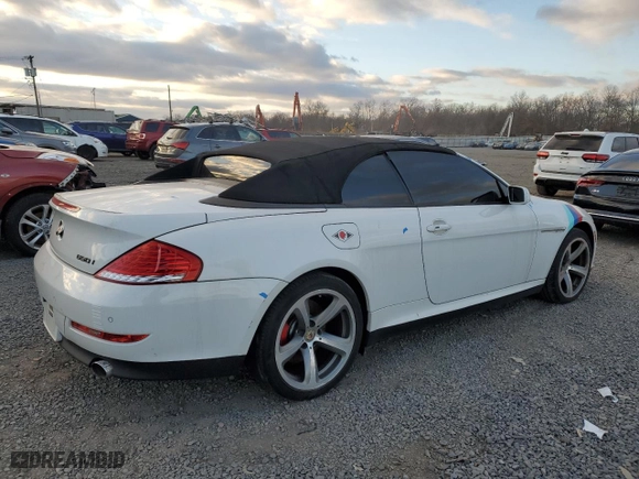 2008 BMW 6 Series 650i with VIN WBAEB53528CX63116, listed as a Copart auction lot 87791055 with 0 mi miles and Salvage Title. Bid and sale history available at carsss.com. Image 3.