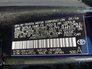 2016 Toyota Prius One with VIN JTDKDTB39G1122107, listed as a IAAI auction lot 42010864 with 68,481 mi miles and . Bid and sale history available at DreamBid. Image 9.