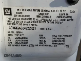 2004 GMC Yukon XL SLT with VIN 3GKGK26G04G233021, listed as a Copart auction lot 42993595 with 144,425 mi miles and Salvage Title. Bid and sale history available at carsss.com. Image 13.