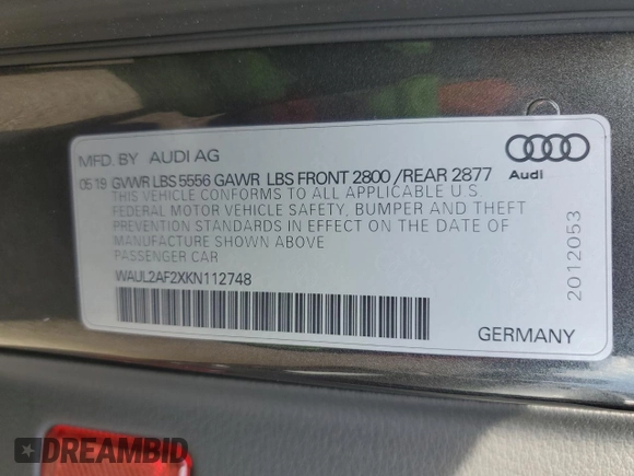2019 Audi A6 Premium Plus z VIN WAUL2AF2XKN112748, wystawiony jako Copart lot #44645275 z przebiegiem 75 207 mil mil oraz Szkoda całkowita • Salvage title. Historia ofert i sprzedaży dostępna na DreamBid. Obrazek 13.