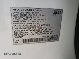 2014 Audi Q7 3.0T Premium Plus with VIN WA1LGAFE4ED005861, listed as a Copart auction lot 45318915 with 0 mi miles and Salvage Title. Bid and sale history available at carsss.com. Image 14.